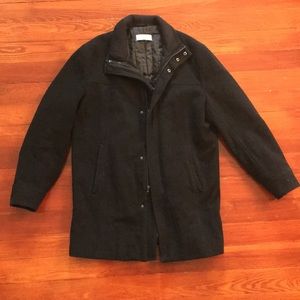 Iconic Calvin Klein men’s wool coat classic black